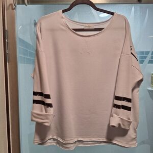 Simple Women's White Real Lightwright Sweatshirt with Grey Stripes